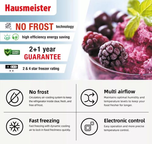 Hausmeister HM3300E Side-by-side hűtőszekrény, NoFrost, Szél: 91 cm, Digitális kijelző