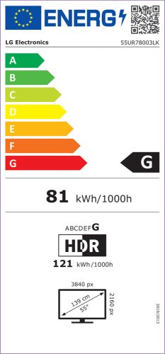 LG 55UR78003LK TV 55" 139 cm 4K UltraHD Smart LED TV