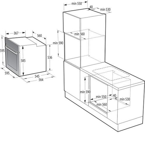 Gorenje BOS6737E06B beépíthető sütő, fekete, gőzfunkció, 77 liter, sütősín, 2 tepsi