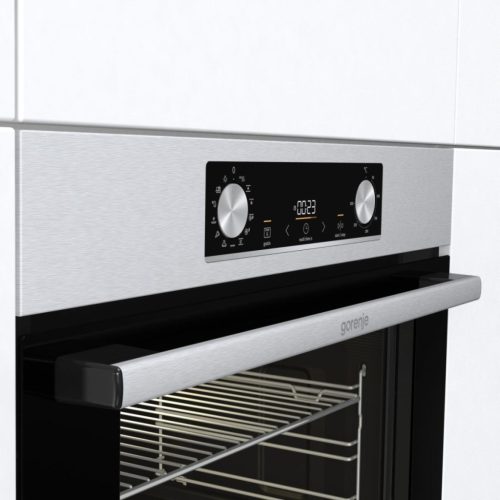 Gorenje BOS6737E13X beépíthető sütő, ezüst, gőzfunkció, 77 liter, sütősín, 2 tepsi