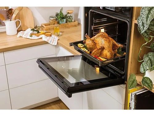 Gorenje BPS6747A06BG beépíthető sütő, fekete, gőzfunkció, húsmaghőmérő, 77 liter, dupla sütősín, 2 tepsi