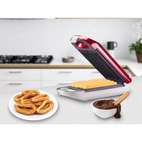 BEPER BT.600Y Churros Sütő 750 W, Tapadásmentes Felület, Hőálló Fogantyú, Piros, 4 churros egyszerre
