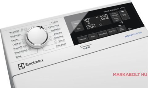 Electrolux EW6TN3272 PerfectCare 600 Felültöltős mosógép, 7 kg, nagy kijelzővel,