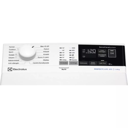 Electrolux EW6TN4062H PerfectCare 600 Felültöltős mosógép, 6 kg, közepes kijelzővel, programrövidítővel