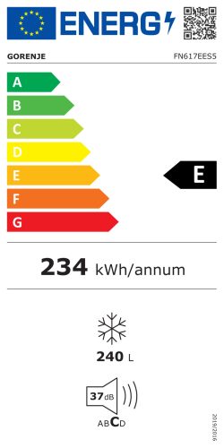 Gorenje FN617EES5 Fagyasztószekrény NoFrost, 7 fiók, 240 liter, ezüst