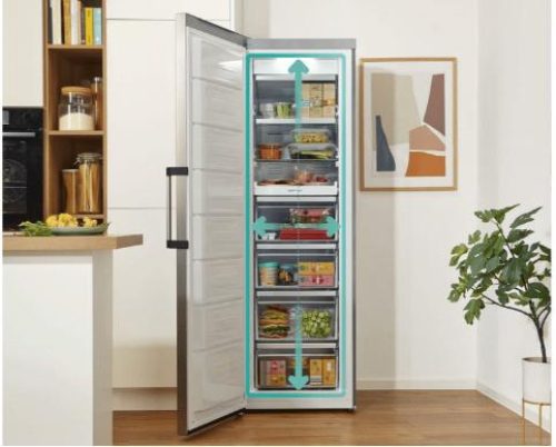Gorenje FN619DAXL6 Fagyasztószekrény, NoFrost, 7 fiók, 280 liter, D energiaosztály, rozsdamentes acél ajtó