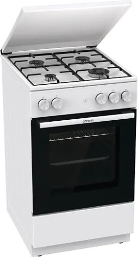 Gorenje GG5A14WJ gáztűzhely, fehér, 50 cm, kétkezes szikragyújtás, nagy sütőtér, SilverMatte zománc, fém tető