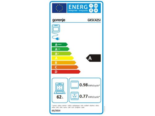 Gorenje GK5C42SJ, Kombinált tűzhely, 62 literes sütő, sütősín, masszív sütőrács, ezüst