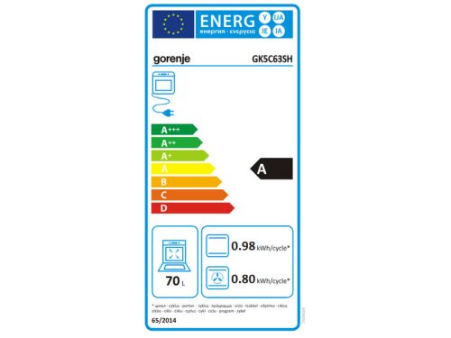 Gorenje GK5C63SH Kombinált tűzhely, 70 liter sütő, sütősín, masszív rács, ezüst