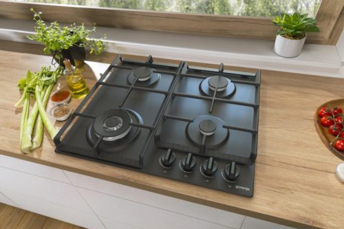 Gorenje GW641BFB beépíthető gázfőzőlap, WOK égővel, öntöttvas rács, fekete, 60 cm