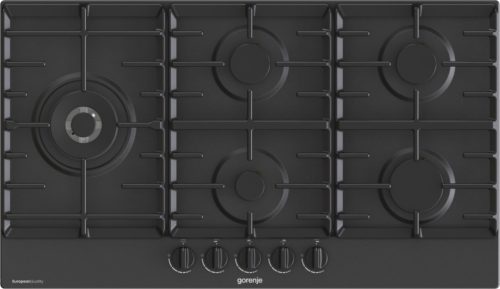 Gorenje GW951MB beépíthető gázfőzőlap, 5 égős, WOK égővel, öntött vas sütőrács, ezüst, 90 cm