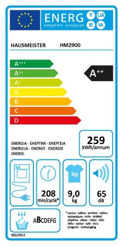 Hausmeister HM2900 Hőszívattyús Szárítógép 9 kg, Magyar kezelőfelülettel