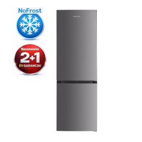   Hausmeister HM3187 Alulfagyasztós hűtőszekrény, NoFrost, 186 cm, 60 cm széles, ezüst