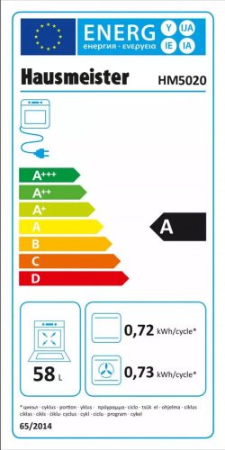Hausmeister HM5020 Kombinált tűzhely üvegtetővel, ezüst