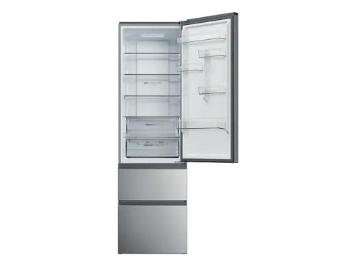 Haier HTR3620ENMG No Frost kombinált hűtőszekrény, inox, 2 fiókos fagyasztórekesszel