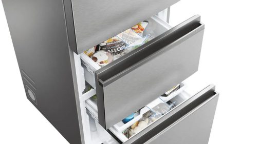 Haier HTR3620ENMG No Frost kombinált hűtőszekrény, inox, 2 fiókos fagyasztórekesszel