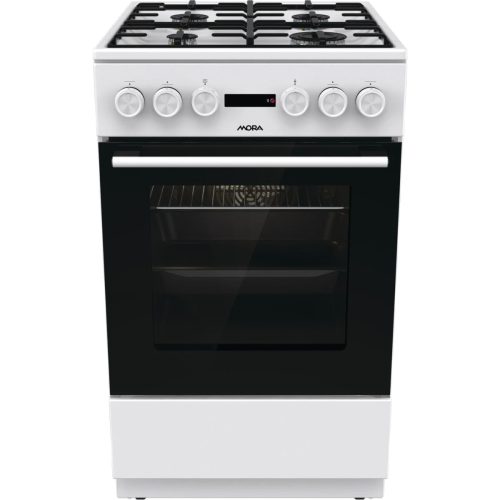 Mora K4255CW Kombinált tűzhely, 70 literes sütő, masszív sütőrács, fehér
