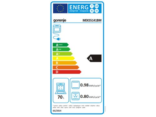 Gorenje MEKS5141BM Kombinált tűzhely, 70 liter sütő, sütősín, öntöttvas rács, fekete