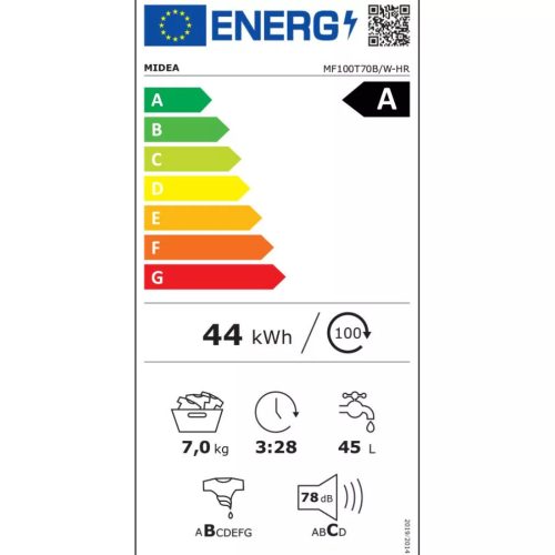 Midea MF100T60B Felültöltős mosógép, 6 kg, A energiaosztály, Inverter motor