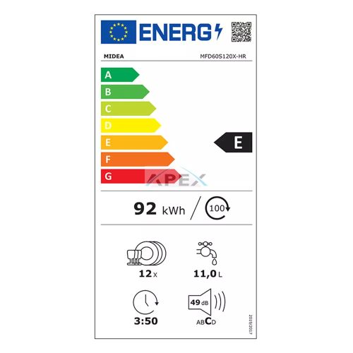 Midea MFD60S120X mosogatógép, 60 cm, 5 év garancia, digitális kijelző, ezüst