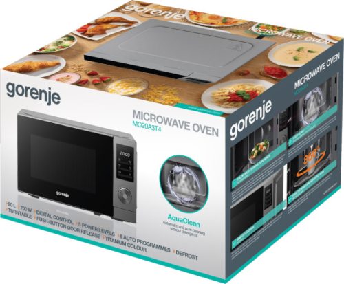 Gorenje MO20A3T4 Mikrohullámú Sütő, 20 liter, digitális, ezüst
