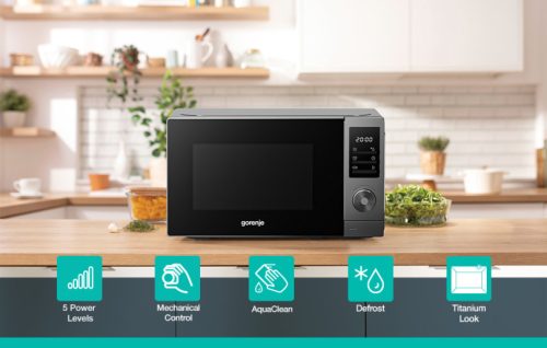 Gorenje MO20A3T4 Mikrohullámú Sütő, 20 liter, digitális, ezüst