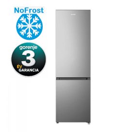   Gorenje NRK418EES4 NoFrost Alulfagyasztós hűtőszekrény, 180 cm, ezüst, 55 cm széles