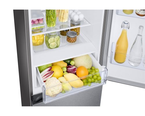 Samsung RB34C670DSA NoFrost Alulfagyasztós hűtőszekrény, D energiaosztály, Digitális kijelző, 185 cm, ezüst
