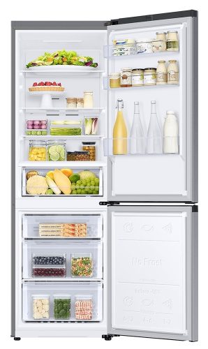 Samsung RB34C670DSA NoFrost Alulfagyasztós hűtőszekrény, D energiaosztály, Digitális kijelző, 185 cm, ezüst