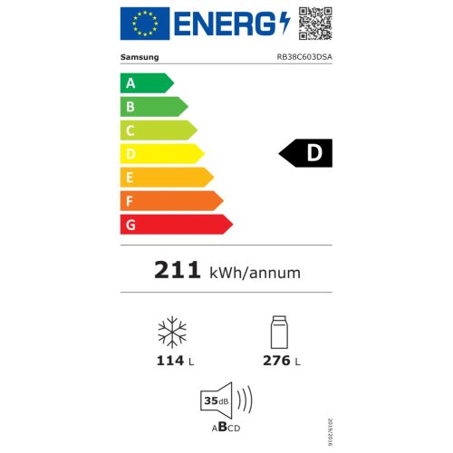 Samsung RB38C603DSA NoFrost Alulfagyasztós hűtőszekrény, 203 cm, Óriási űrtartalommal! ezüst