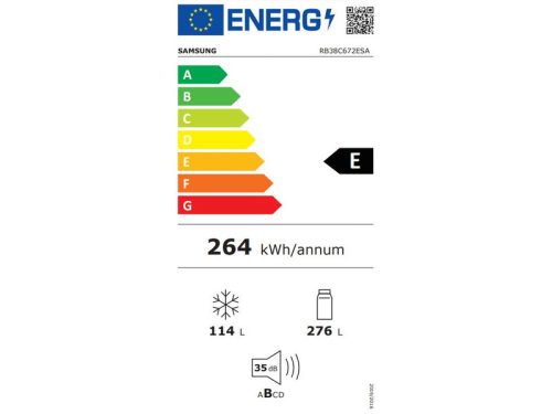 SAMSUNG RB38C672ESA/EF No Frost Alulfagyasztós hűtőszekrény, 203 cm, Digitális kijelző, Óriási űrtartalom, ezüst
