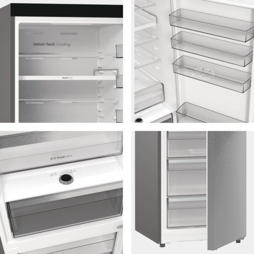 Hisense RB5P410SACC Alulfagyasztós hűtőszekrény, NoFrost, 203 cm, inox, 60 cm széles, ConnectLife távoli vezérlés