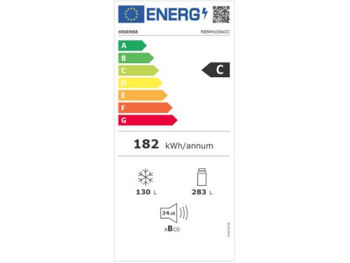Hisense RB5P410SACC Alulfagyasztós hűtőszekrény, NoFrost, 203 cm, inox, 60 cm széles, ConnectLife távoli vezérlés