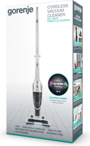 Gorenje Porszívó Akkumulátoros, vezeték nélküli, 50 perces üzemidővel