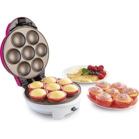   Gorenje WCM702PW gofri és muffin sütő, ciklámen, 1 darab gofri és 1 darab cupcake sütőlap, tapadásmentes bevonat, 700 W